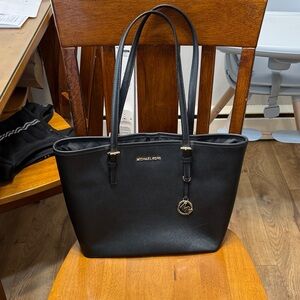 Michael Kors Black Tote with Gold Charm